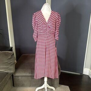 Women’s Scoop Ruched Front Dress 3/4 Sleeve Houndstooth Size XS (0-2) NEW